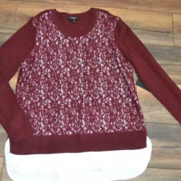 Simply Vera Vera Wang Mock-Layer Lace Sweater - Picture 2 of 3